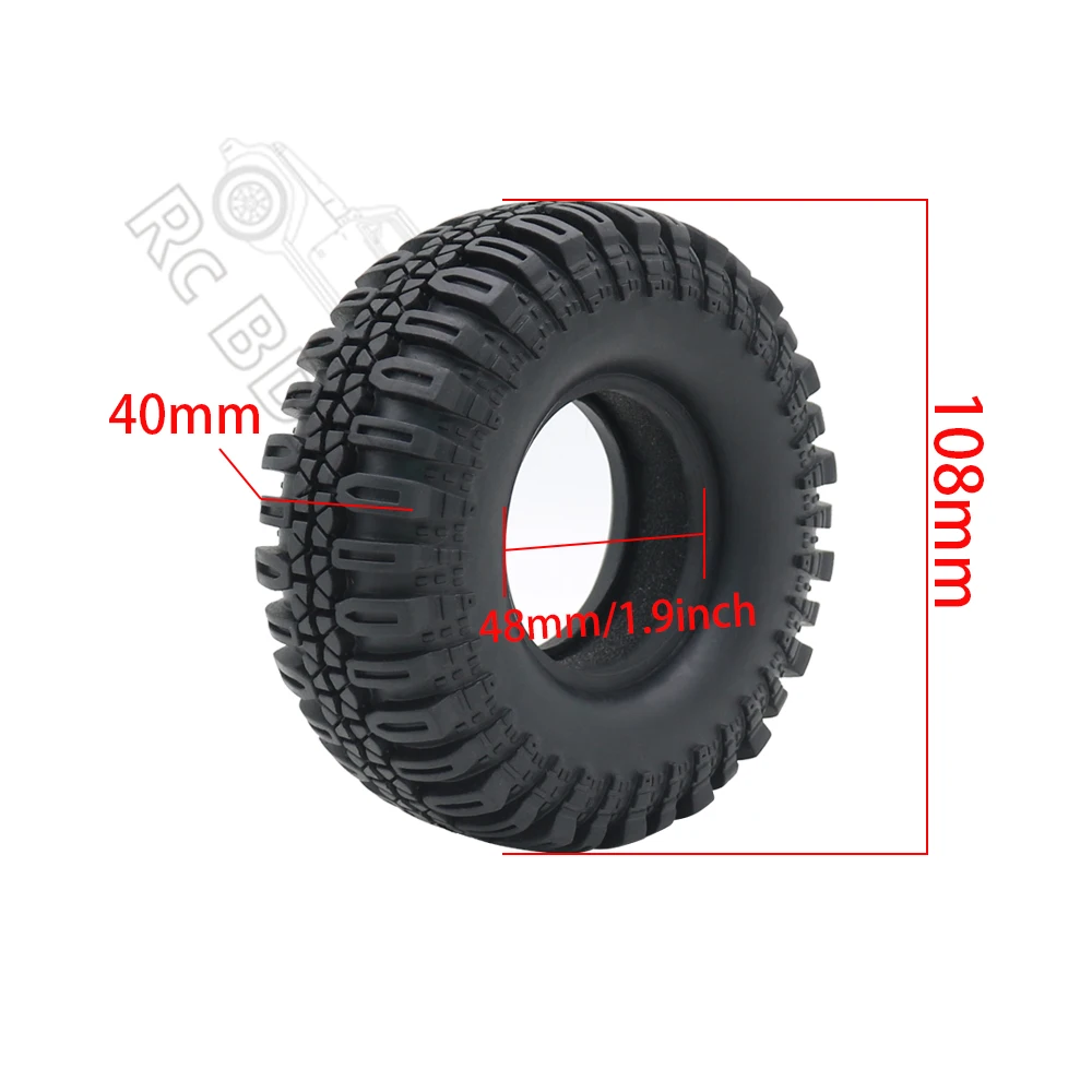 BOFRHME 4 Pièces Jantes Métal Pneus Caoutchouc 1/10 RC - TRX4 SCX10 D90 Blanc
