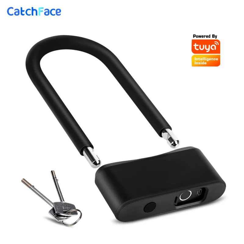 Waterproof Bicycle U Shape Lock Smart Bike Lock with TUYA APP Fingerprint Safe Electronic Lock Combo Gate Lock for Anti Theft