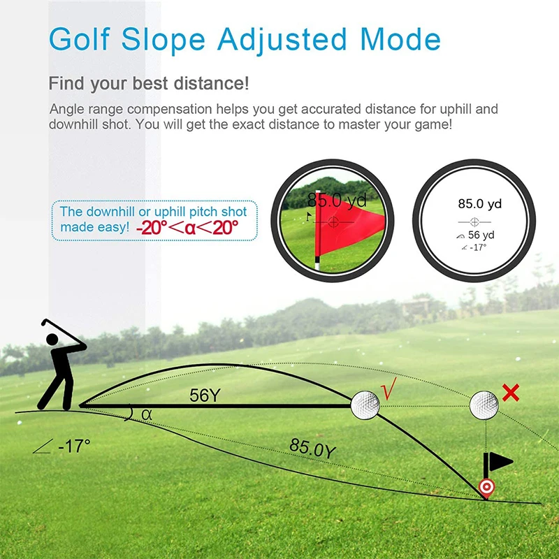 PF210 Pro Slope Adjusted Flag-Lock Laser Distance Meter Telescope for Hunting Golf Laser Rangefinder 600m