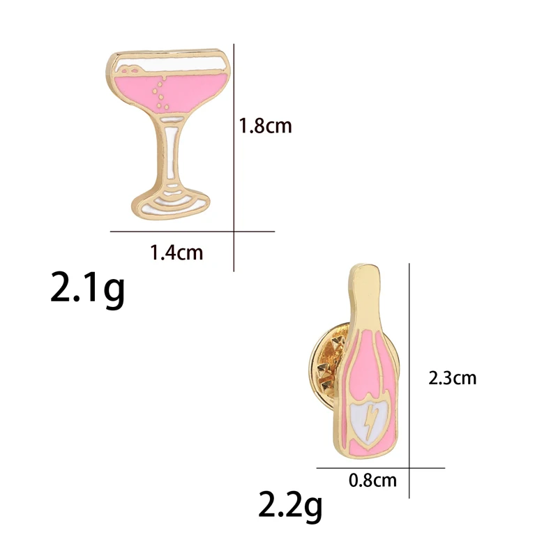 Mini Cute Wine And Glasses Enamel Pins Bottle Cup Brooches Clothes Lapel Pin Badge Cartoon Jewelry Gift for Women Men Party Time