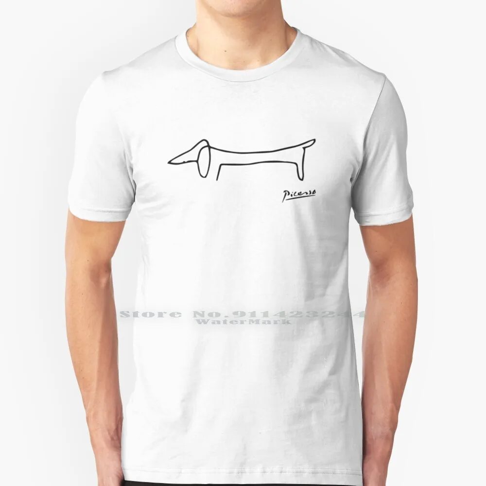 Pablo Picasso Dog ( Lump ) Artwork , Sketch Reproduction 100% Cotton T Shirt Dogs Art Dachsund Oil On Surrealism Art Pablo