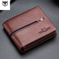 BULLCAPTAIN Genuine Leather men Wallet Brand Designer Business Wallet for Male Multi-function purse Rfid Card Package wallet