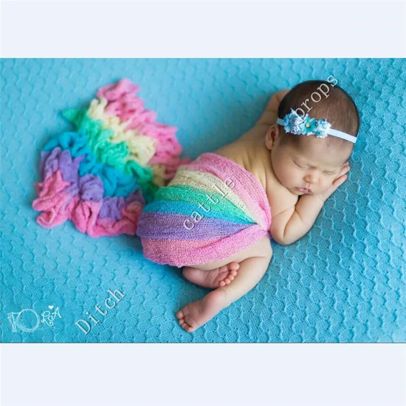 (140*40cm) Rainbow Stretch Knit Wrap Newborn Photography Wraps Nubble Wraps Rayon Wraps Maternity Scarf Women Shawl