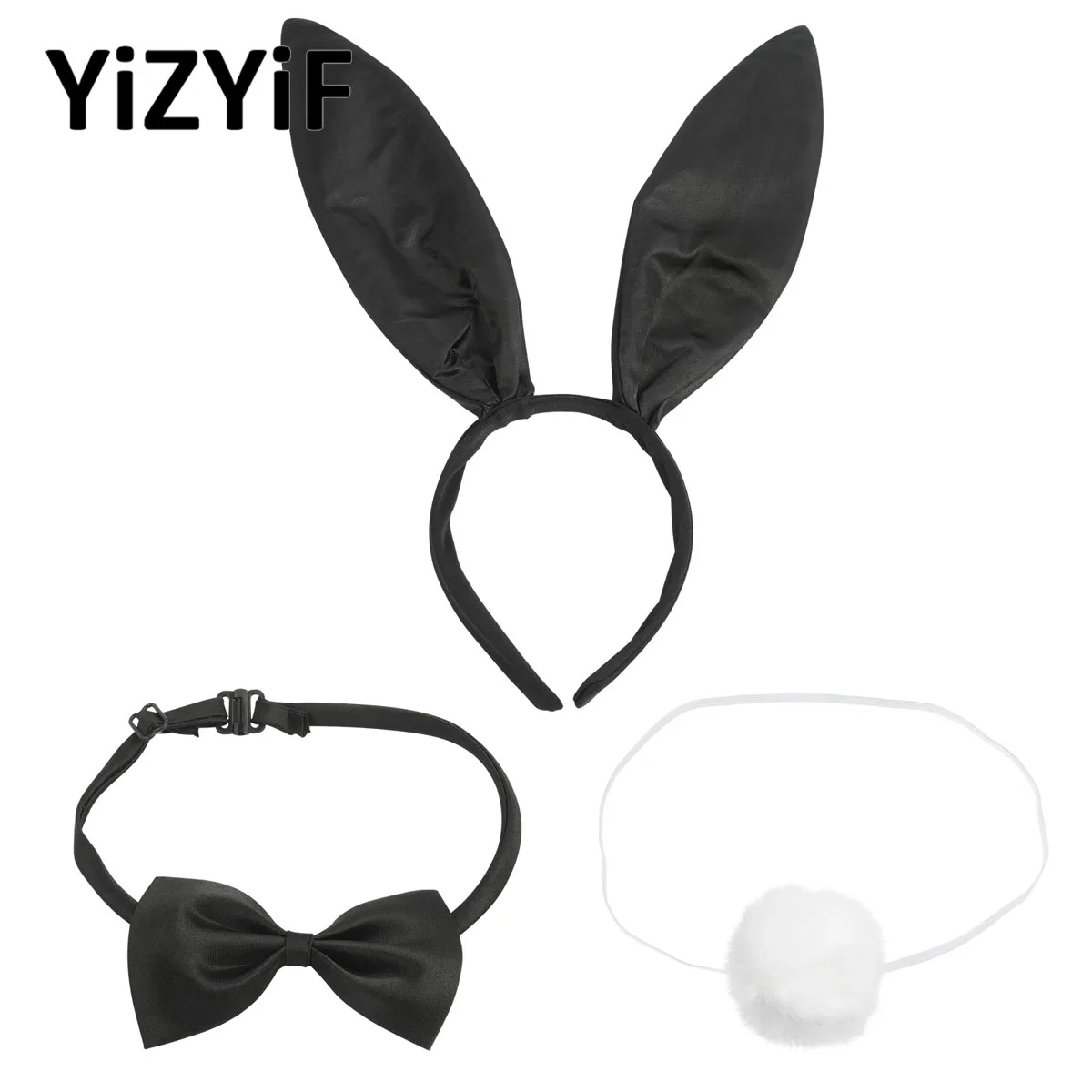 Bunny Girl Dress-up Costume Accessories Rabbit Ears Headband Bowties Tails Sets