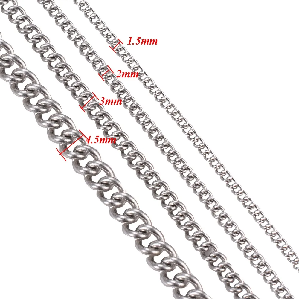 1 Stück Edelstahl-Grundgliederkette 1,5/2/3/4,5mm Halskette für DIY-Anhänger-Schmuckherstellung – Detail 1