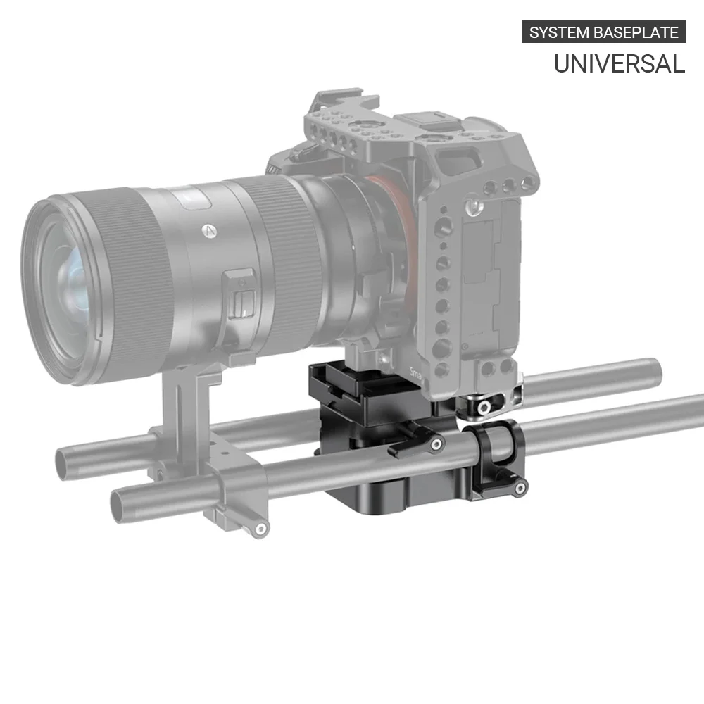 SmallRig 15mm LWS Baseplate(Adjustable Height), Base Plate with 15mm Rod Clamp and Quick Release Plate for Arca-Swiss - 2092B