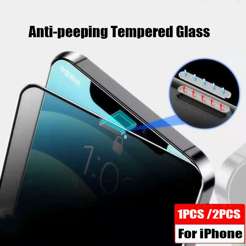 Anti Spy Tempered Glass With Dust Net for iPhone 14 13 11 Pro Max 12 Mini 8 7 6 S Plus Full Protection Films for iPhone X XR XS