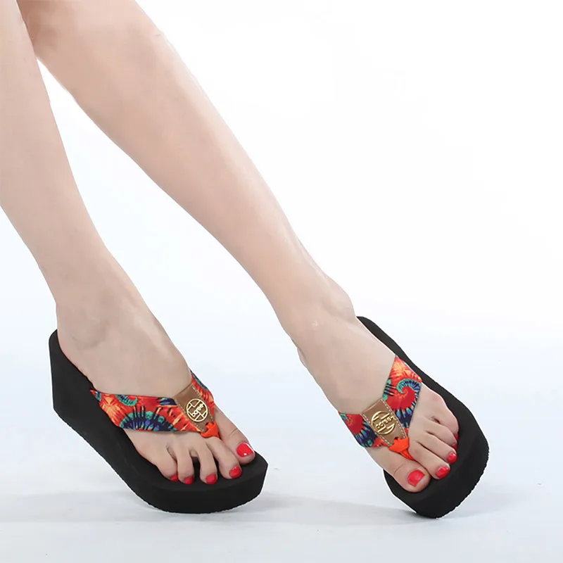 Boree Women Shoes Summer 2020 Bohemia Beach Sandals Wedge Platform Flip Flops Slides Outdoor Slippers sapatos das mulheres