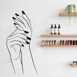 Art Nail Salon Wall Decal Vinyl Nail Stylist Nail Art Polish Manicure Wall Sticker Woman hand for Nail Salon Decor Mural X731