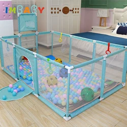 IMBABY Baby Playpen Single Door Baby Playground Basketball Football Baby Activity Fence Ball Pit Playpen for Children Park Balls