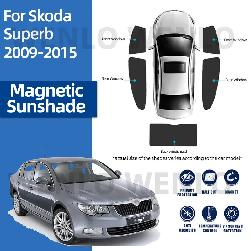 

For Skoda Superb 2009-2015 Car Sunshade Magnetic Visor Front Window Sunshield Windscreen Curtain No Sag Cover Special Shield Net