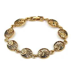 Sunspicems Vintage Flower Charm Bracelet for Women Antique Gold Silver Color Bohemia Ethnic Wedding Jewelry Indian Bridal Gift