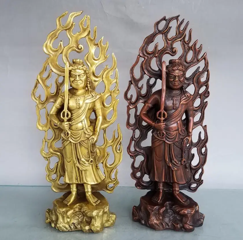 

China brass seiko Mingwang flame Buddha crafts statue