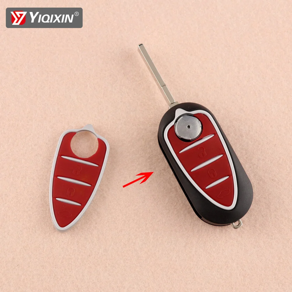 YIQIXIN For Alfa Romeo Mito Giulietta 159 GTA Folding Remote Car Key Shell Cover Pad Replacement 3 Button Silicone Rubber Button