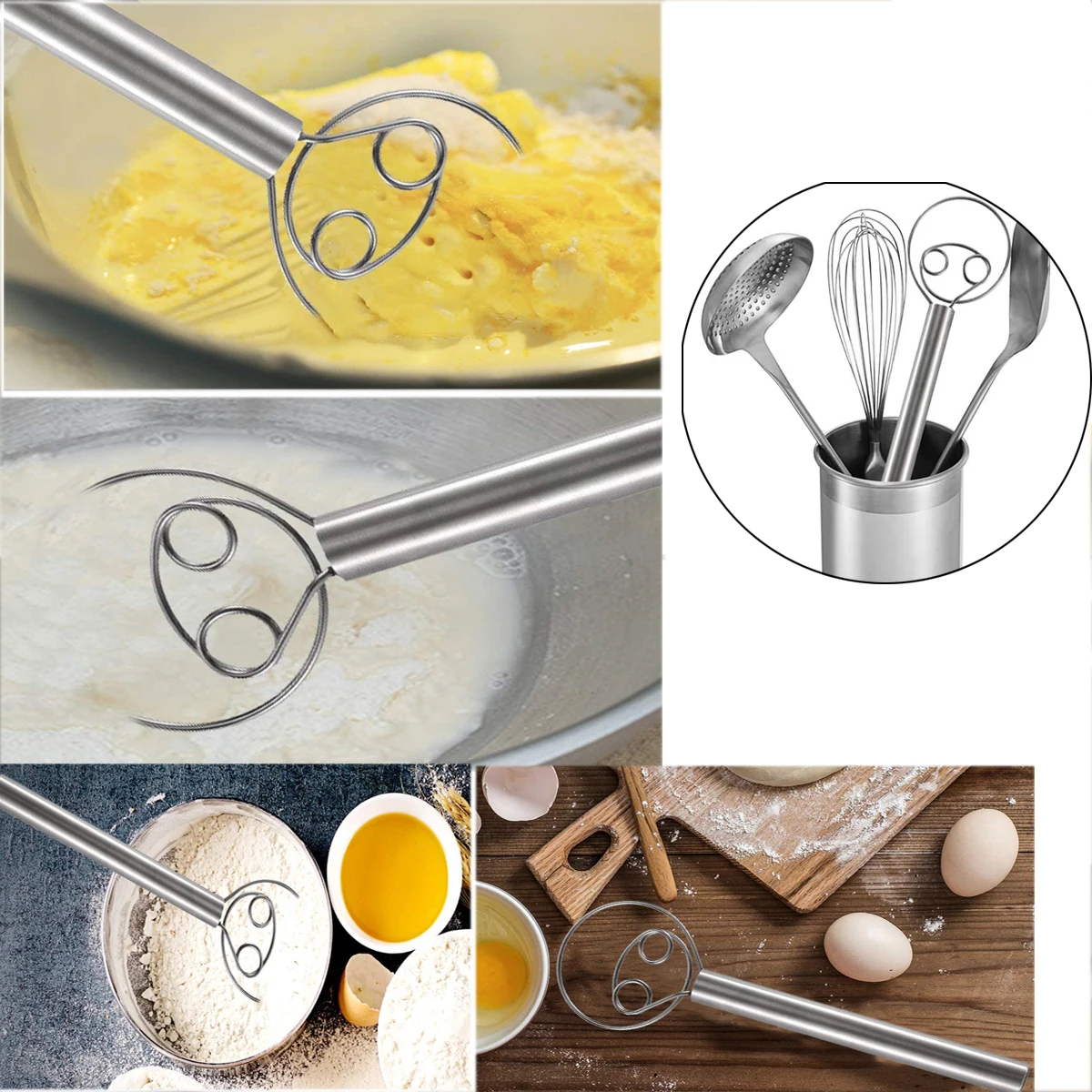 

Ручка из нержавеющей стали для взбивания яиц, муки, катушки, миксер DIY, хлеб набор инструментов для теста для лепки, прочный венчик для теста, домашний кухонный инструмент для выпечки