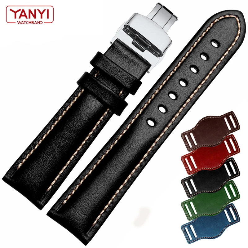 The first layer cowhide Genuine leather bracelet 18mm 20mm 21mm 22mm watch strap matte watchband With mat Wine wristwatches band