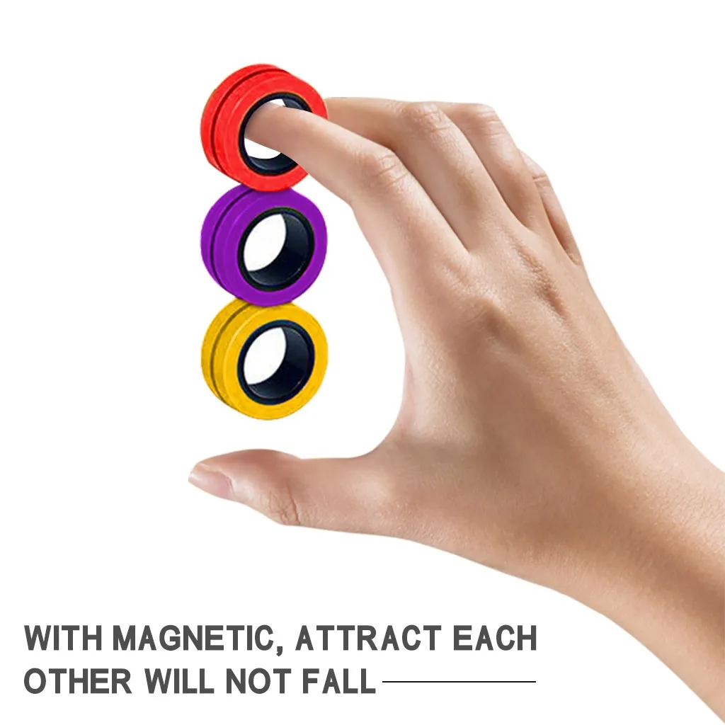 3pcs Anti-stress Magnetic Rings Magnetic Bracelet Ring Unzip Toy Magic Ring Props Tools Decompression Toys Finger Rings Toy