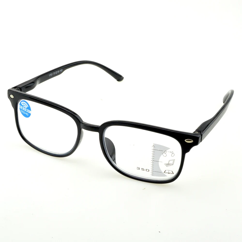 Square Handcrafted Frame Spring Hinge Progressive Multifocal Reading Glasses with PU Case +0.75 +1 +1.25 +1.5 +1.75 +2 +2.5 To+4