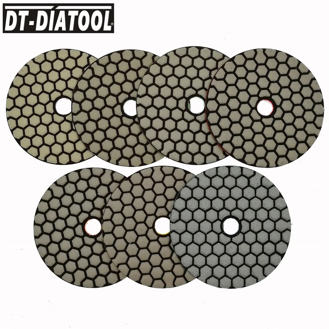 DT-DIATOOL 7pcs 100mm/4inch Grade A Dry Diamond Polishing Pads Resin Bond Sanding Discs For Marble Granite Stone Polisher Discs