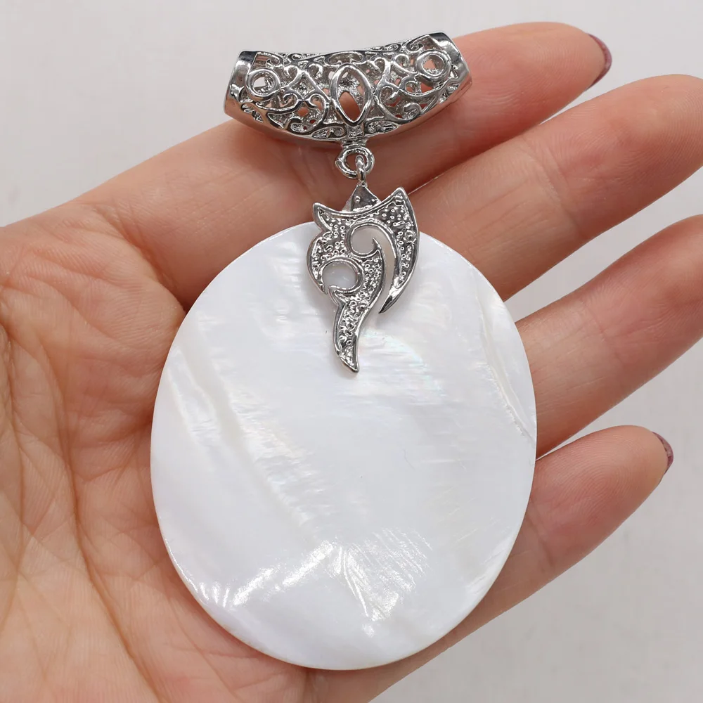 Natural Stone Shell Pendant Exquisite Round Charms For Jewelry Making Charms DIY Necklace Accessory