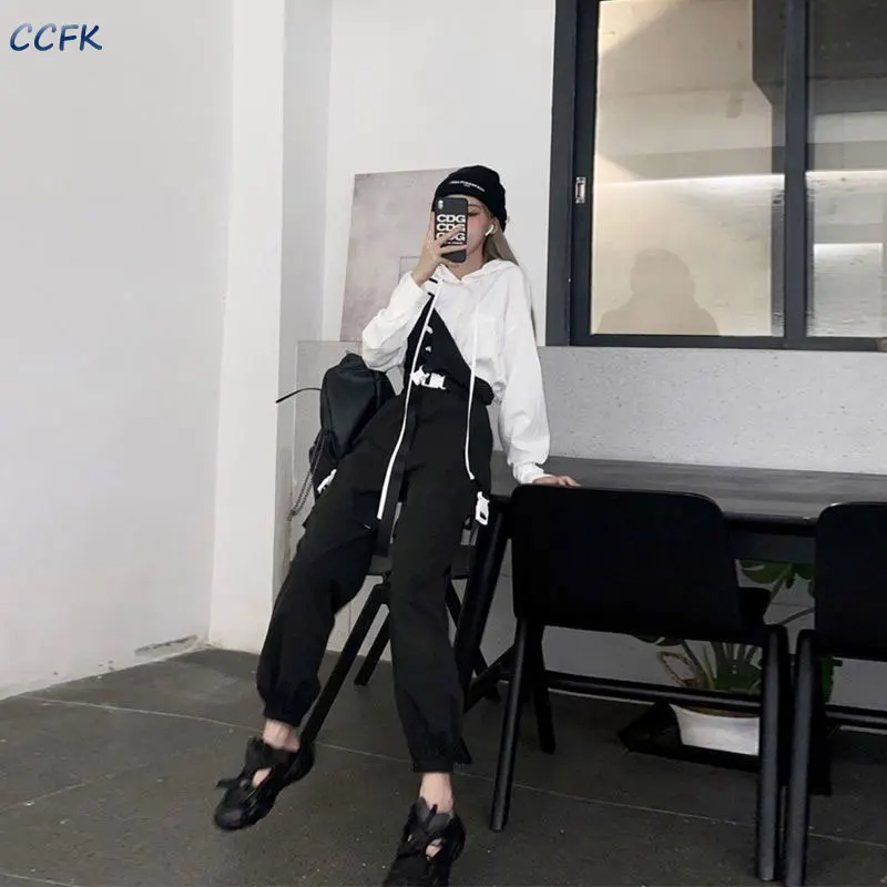 Dark Gothic Techwear Women Cargo Pants Harajuku Streetwear Black High Waist Trousers Female Mall Goth Emo Detachable Shorts 2023
