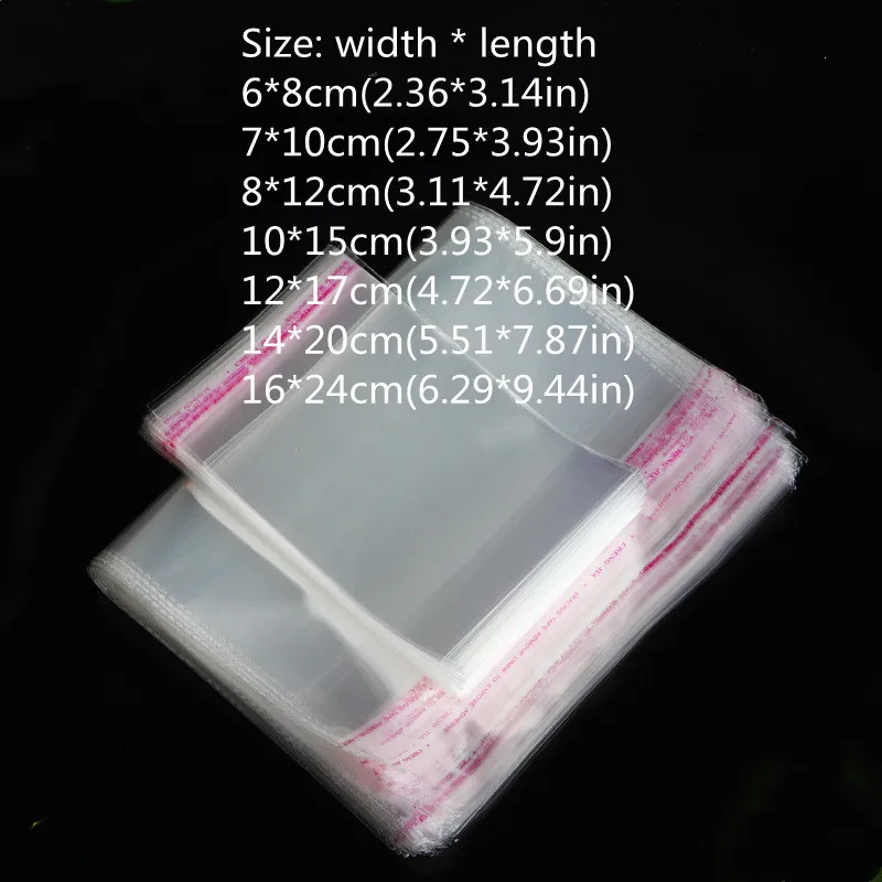 200 Pcs Transparent Self Adhesive Seal OPP Plastic Cellophane Bags Jewelry Gift Packing Self Adhesive Cookie Candy Packaging Bag