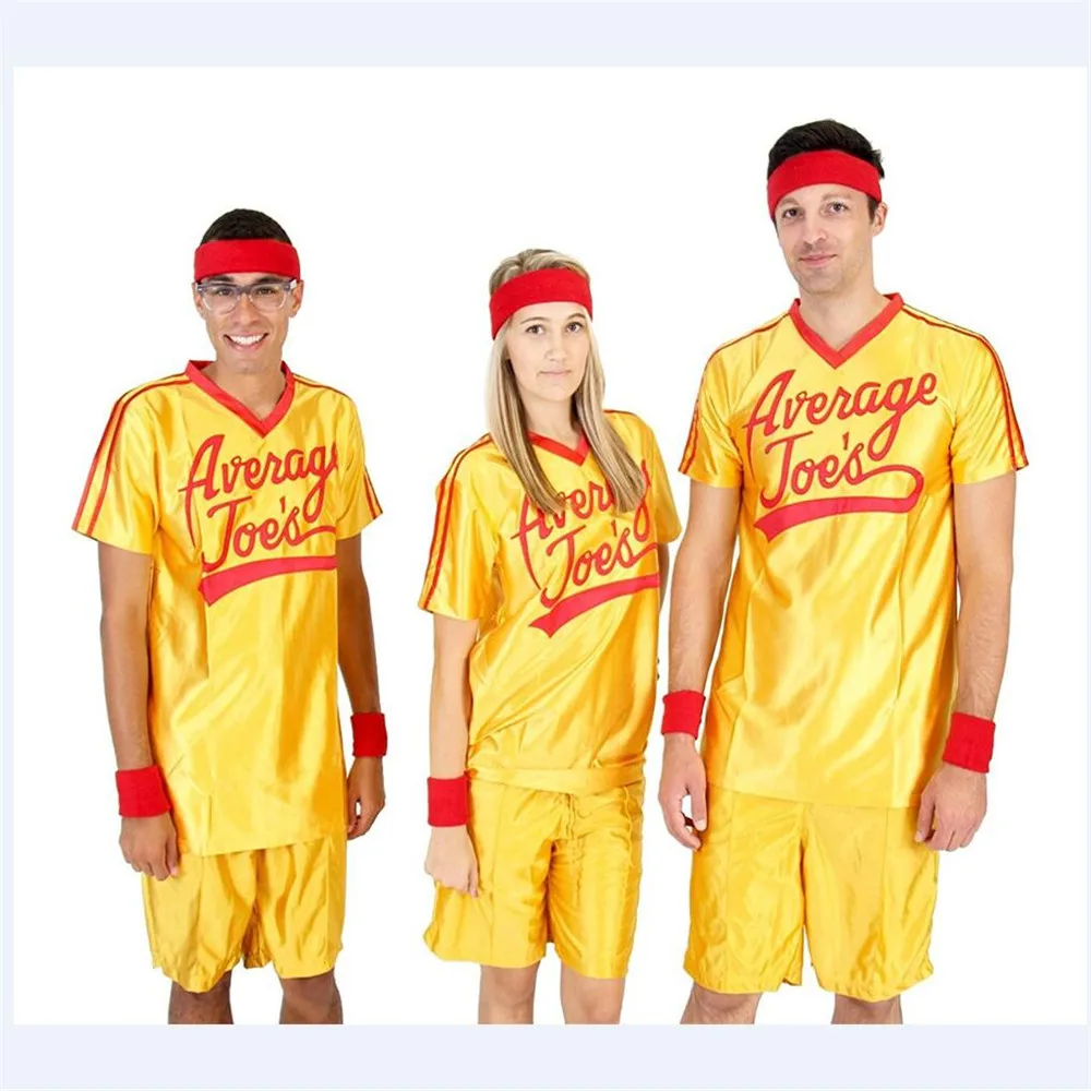 Traje de Cosplay de Dodgeball para adultos, Conjunto de Jersey amarillo, una verdadera historia de perro bajo, traje de Halloween