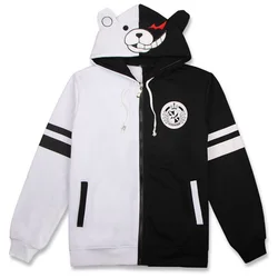 Anime Danganronpa Monokuma Cosplay Hoodie 3D Printed Sweatshirt Pullover Adult Casual Zip Up Jacket Coat