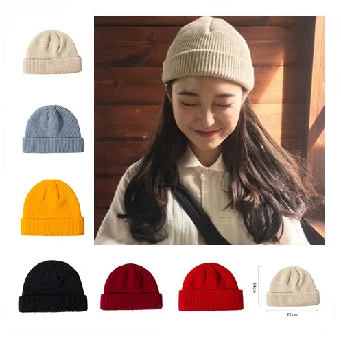 Ladies Casual Cap Winter Unisex Rib Knitted Beanies Hats For Woman Mens Kids Girls Boys Black Grey Red Solid Color