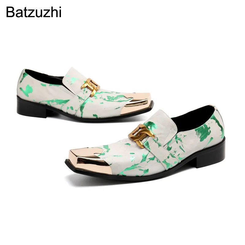 

Batzuzhi Italian Style Men's Shoes Square Toe Leather Dress Shoes Men Slip on New Design Party and Wedding Shoes Men, Size 6-12