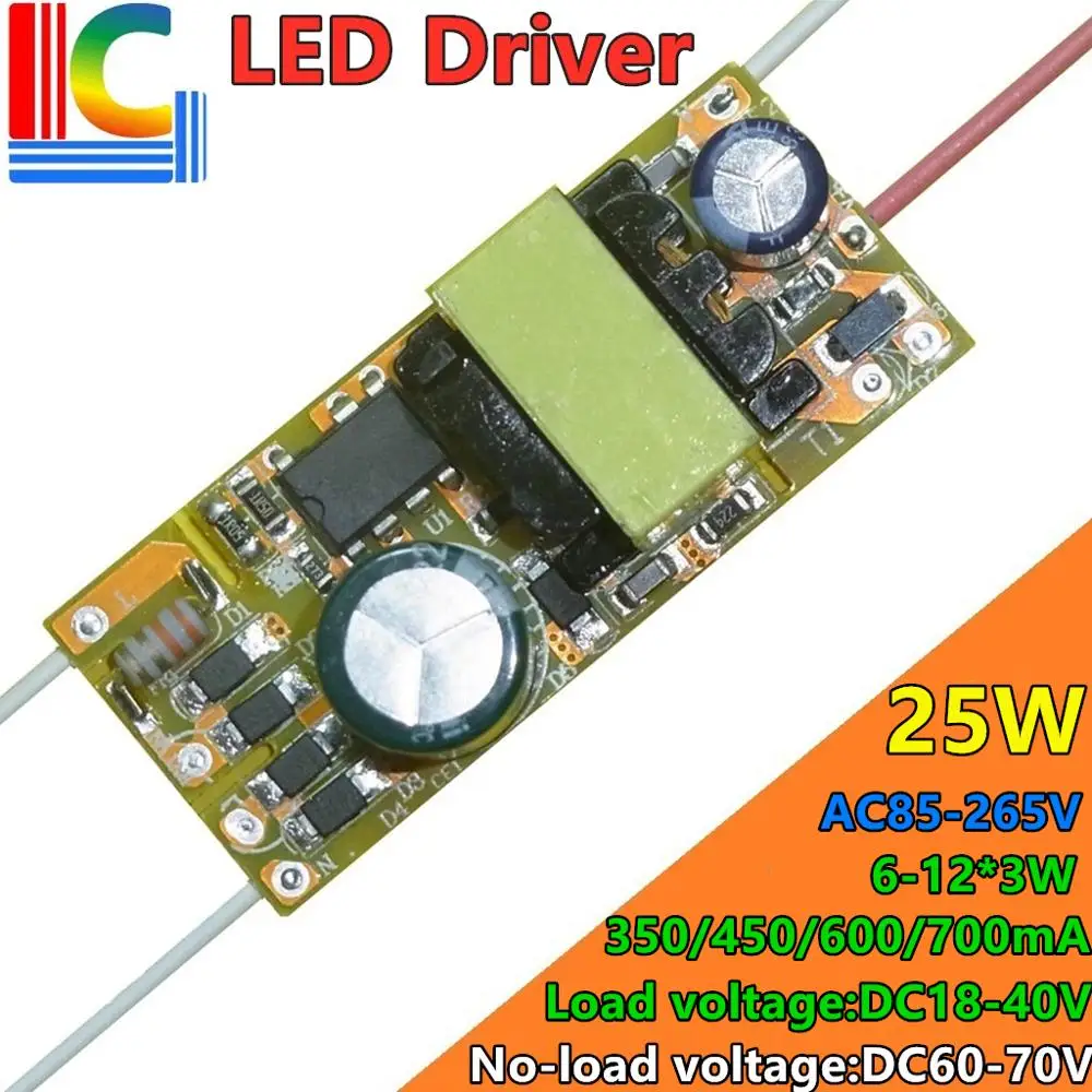 

18W 20W 22W 24W Led Driver 300mA 350mA 400mA 500mA 550mA 650mA 700mA Power Supply 85-265VAC to 30-80VDC Lighting Transformer DIY