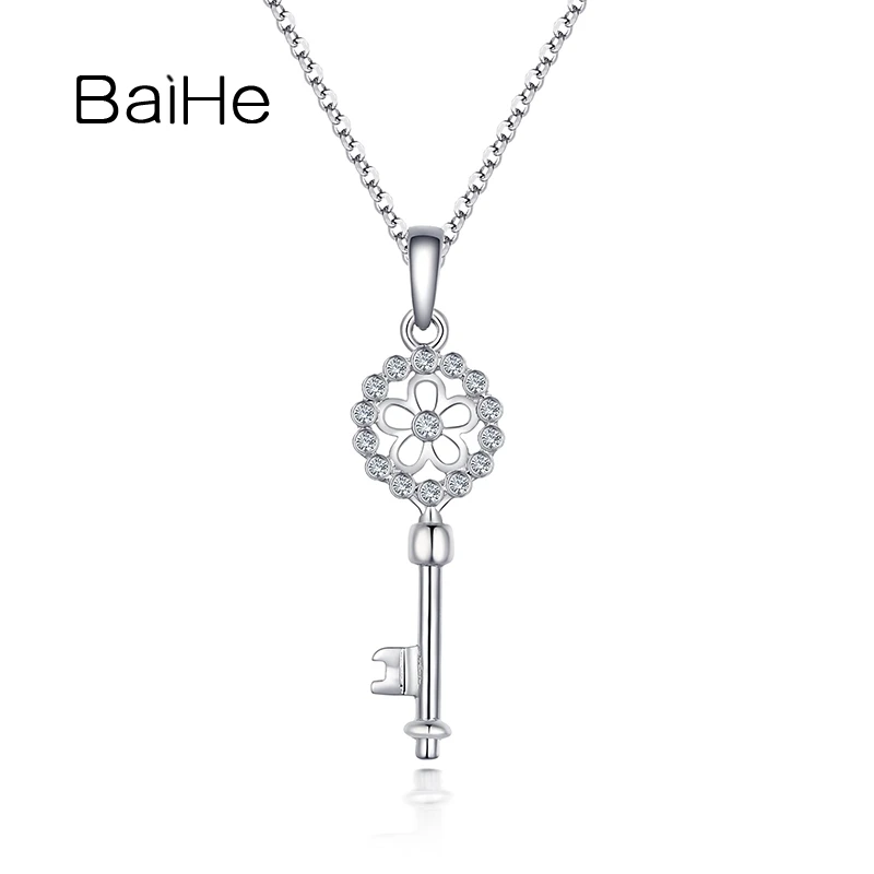 

BAIHE Platinum 950 H/SI Natural Diamond Leisure Daily Key Pendant Necklace Women Men Engagement Gift Trendy Fine Jewelry Making