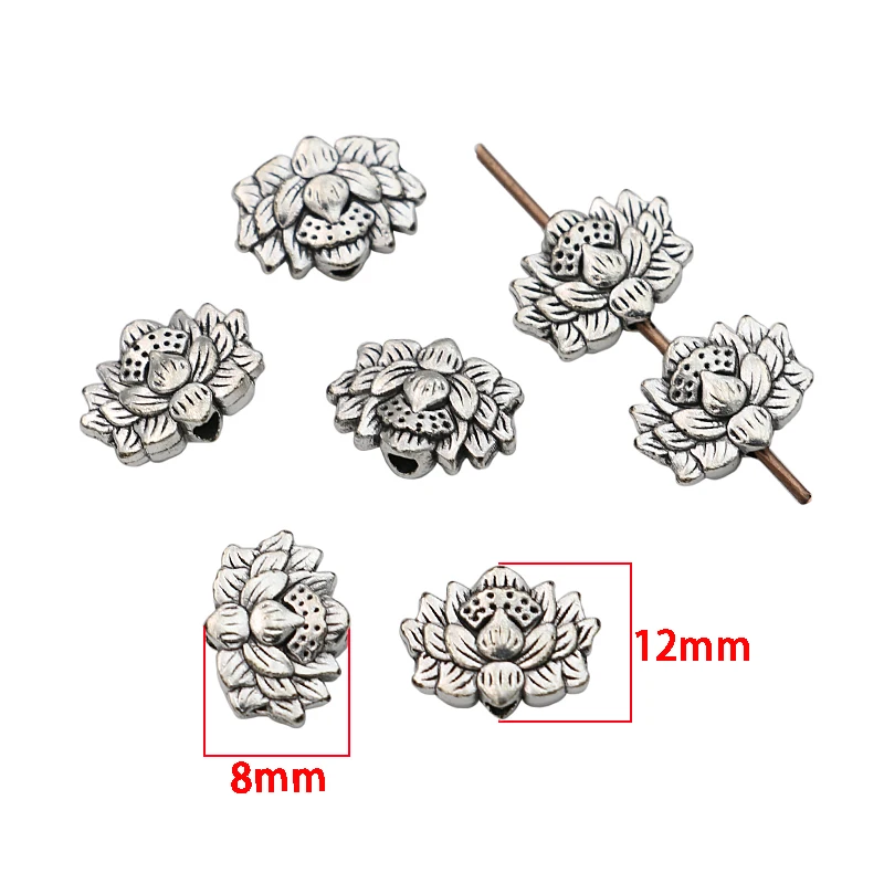 20Pcs Antique Gold Plated Lotus Spacer Beads Vintage Loose Beads for Jewelry Making Bracelet Accessories DIY 8x12mm