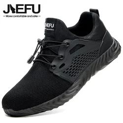 JIEFU Steel Toe Safety Shoes for Men Women Lightweight Comfortable Indestructible Construction Work Sneakers