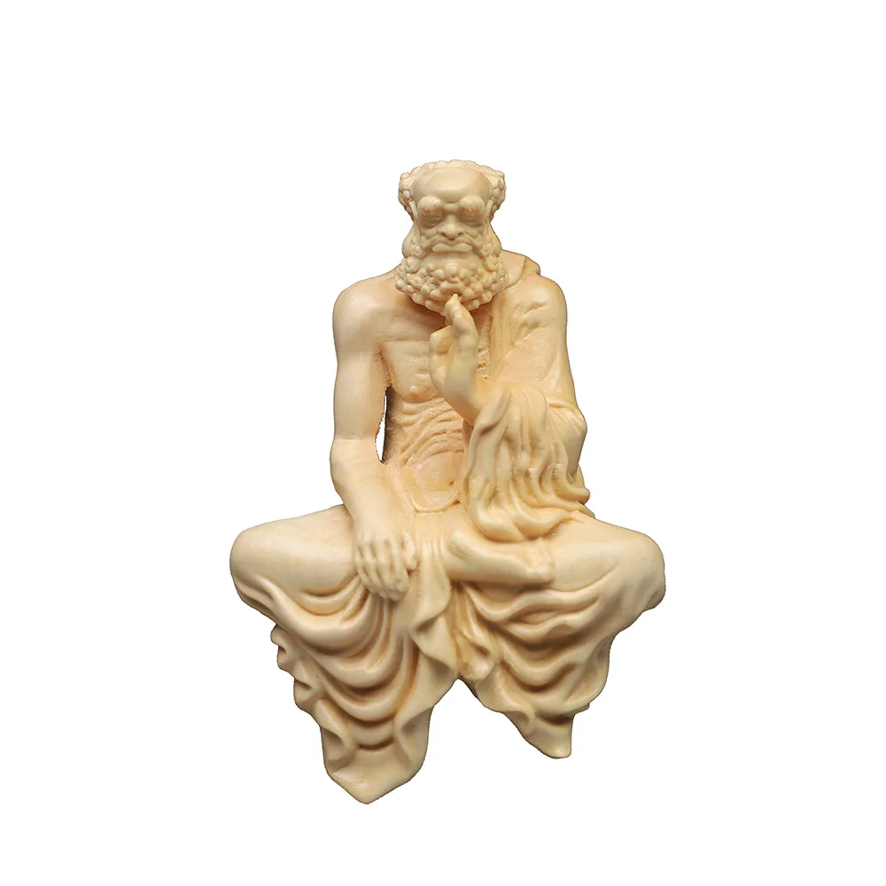 Handmade Carved Wood Crafts, Chinese Boxwood Buddha, Patriarch Of Bodhidharma Statue, Sculptures, Home Decoration