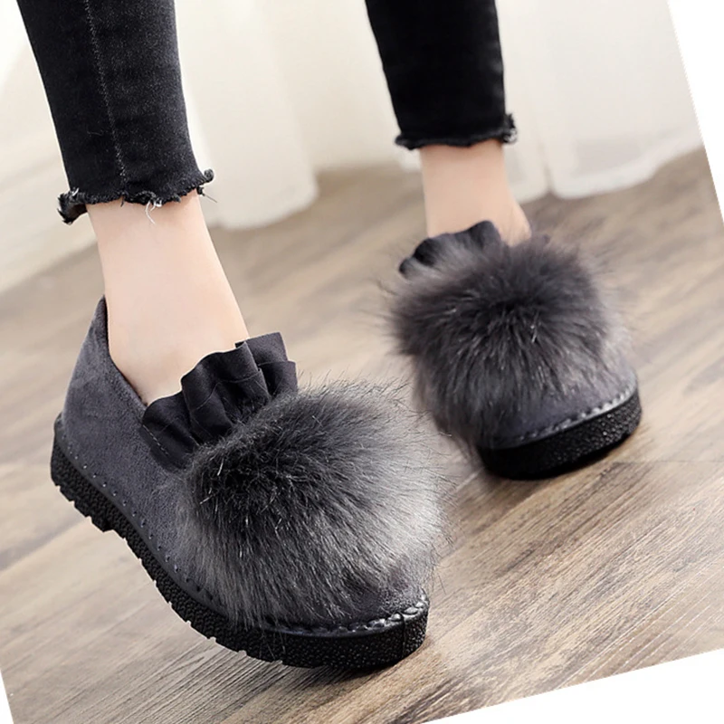 Women\'s Plus Velvet Indoor and Outdoor Plush Shoes, Women\'s Thick Plush Warm Cotton Shoes All-Match Leisure Students In Winter