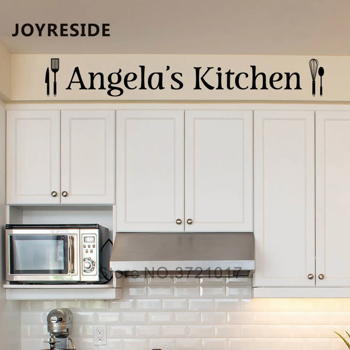 

JOYRESIDE Custom Name Kitchen Wall Sticker Art Modern Personalized Names Wall Decor Kitchen Home Decoration Wall Decals WM121