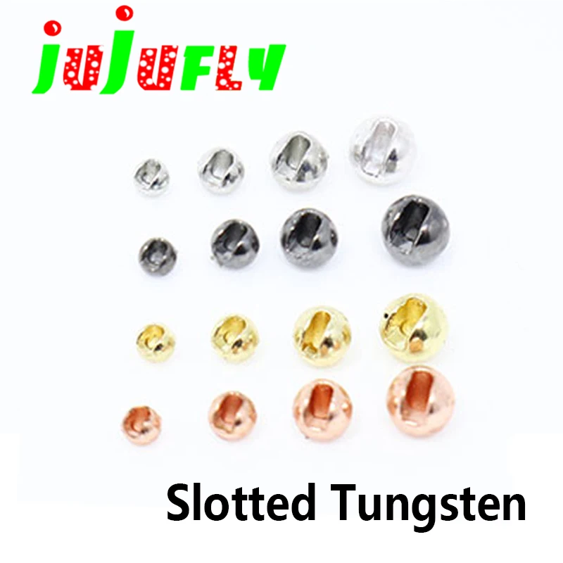 

Hot sale 20pcs pack fly tying slotted tungsten beads fly fishing jig hook nymph 5sizes round head beads fly tying materials