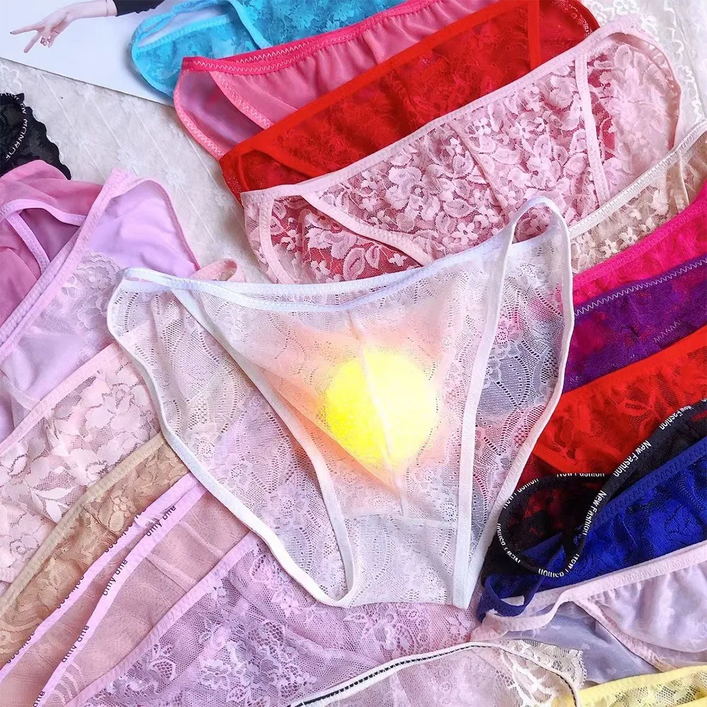 Men Underpants Sexy Panties Lace Panties Sheer Pouch G String Bikini Briefs Thongs Exotic Accessories Underwear Color Randomly