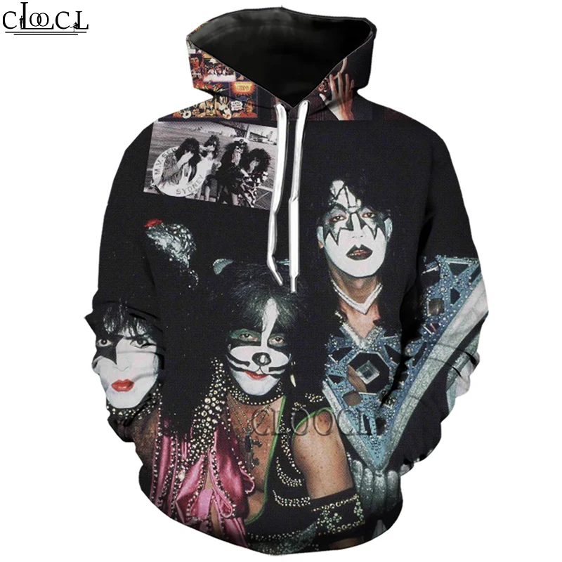 

HX Metal KISS Rock Band Толстовка с 3D принтом Мужской женский спортивный костюм Осенний пуловер с длинными рукавами Модная забавная толстовка Прямая доставка