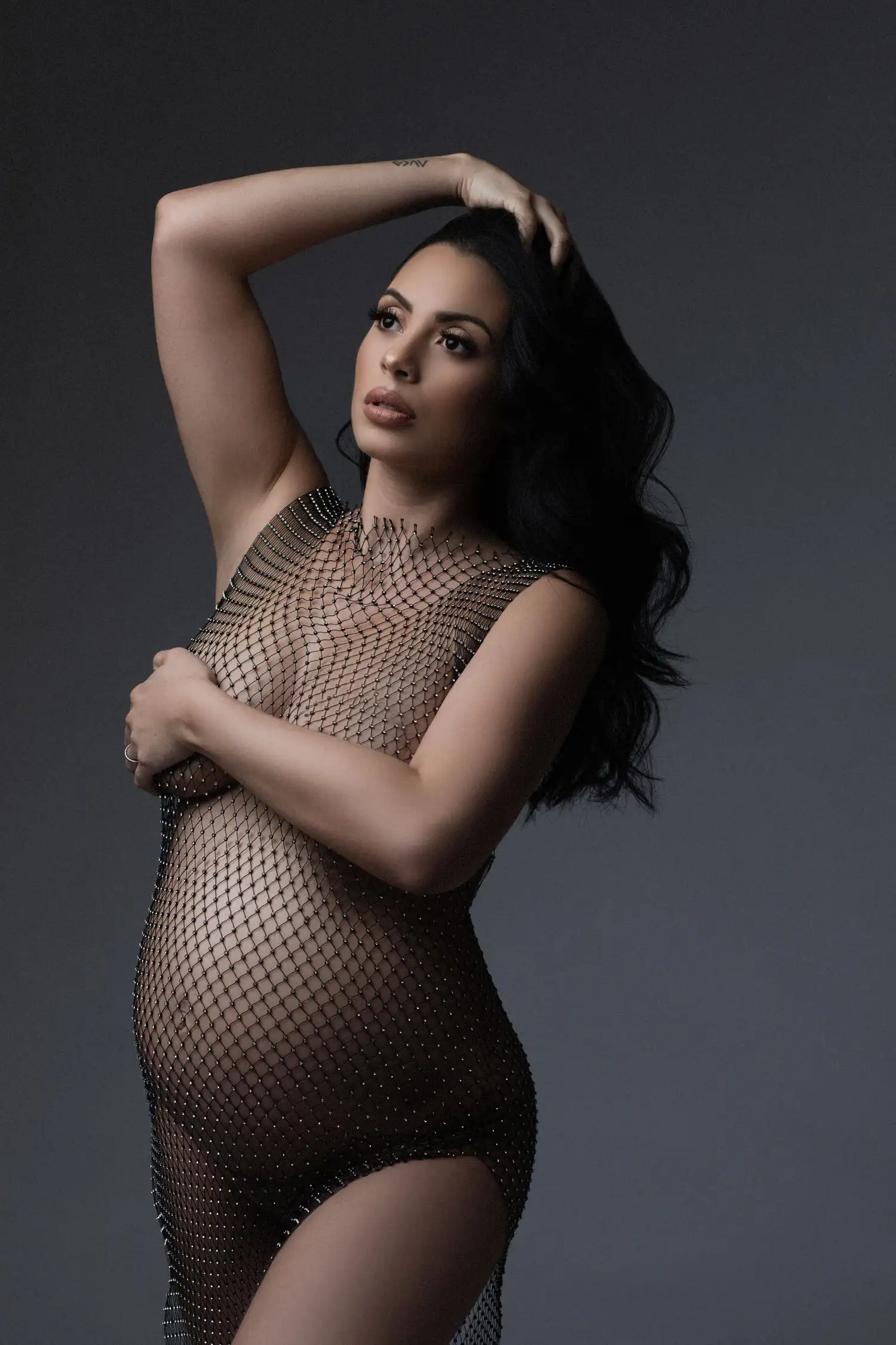 Body elegante y Sexy para el embarazo, vestido de maternidad para fotografía, blanco, manga larga, accesorios de utilería para sesión de fotos