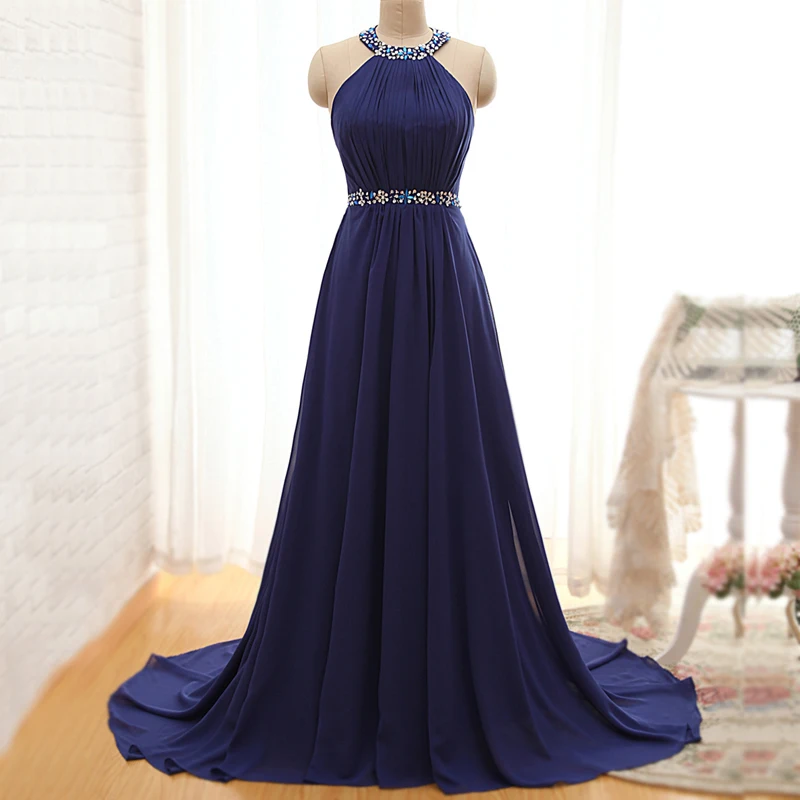 

A-Line O-Neck Beading vestido de noiva Waist Zip Back Satin Chiffon Party prom gown 2025 new Off The Shoulder evening dresses