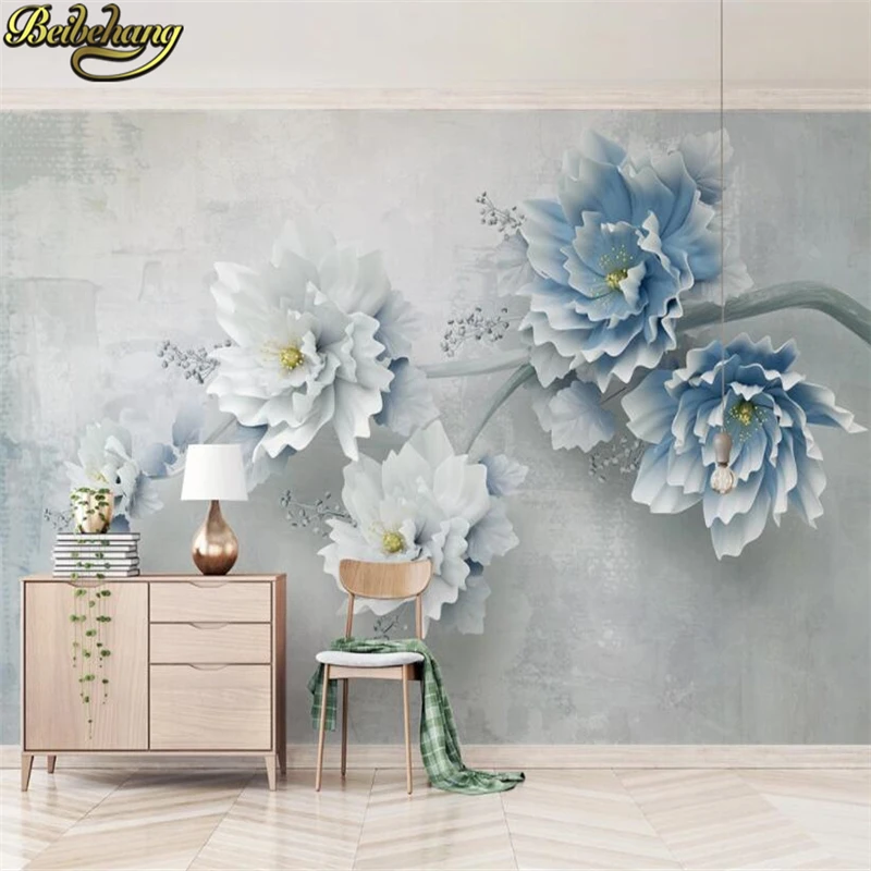 

beibehang Photo Wallpaper Home Decor Landscape Embossed Peony Wall Painting Living Room Bedroom papel de parede 3d Wall Paper