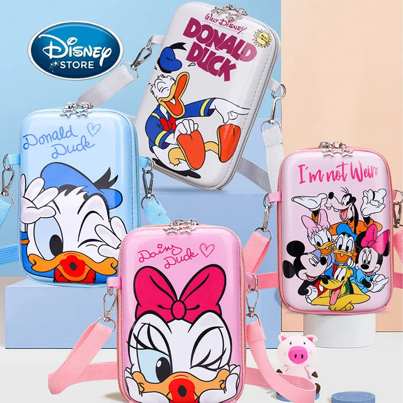 Disney-saco mensageiro dos desenhos animados para casais, mickey e amigos, pato Donald, bolsa de ombro margarida, mini porta-moedas móvel bonito, meninas