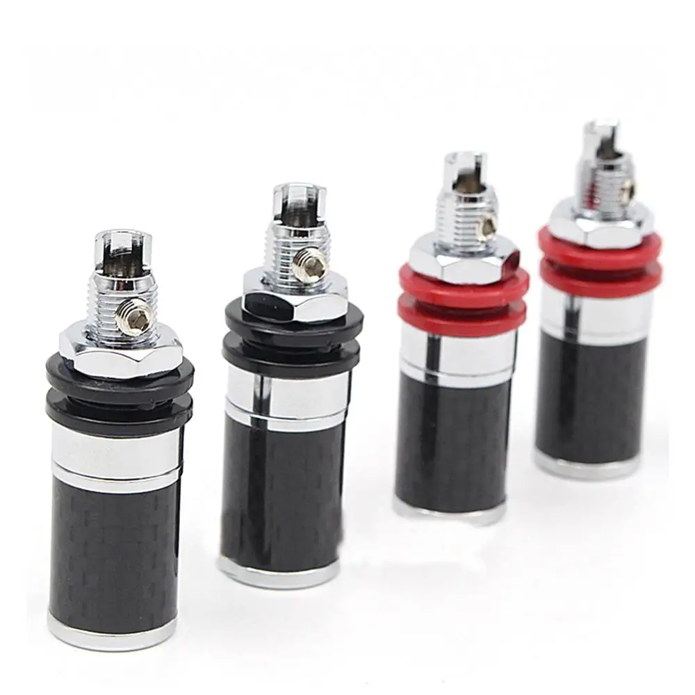 Colleimage 4pcs Hifi High Quality Carbon Fiber Rhodium Plated Binding Post Speaker Amplifier Terminal Binding Post HI END Grade