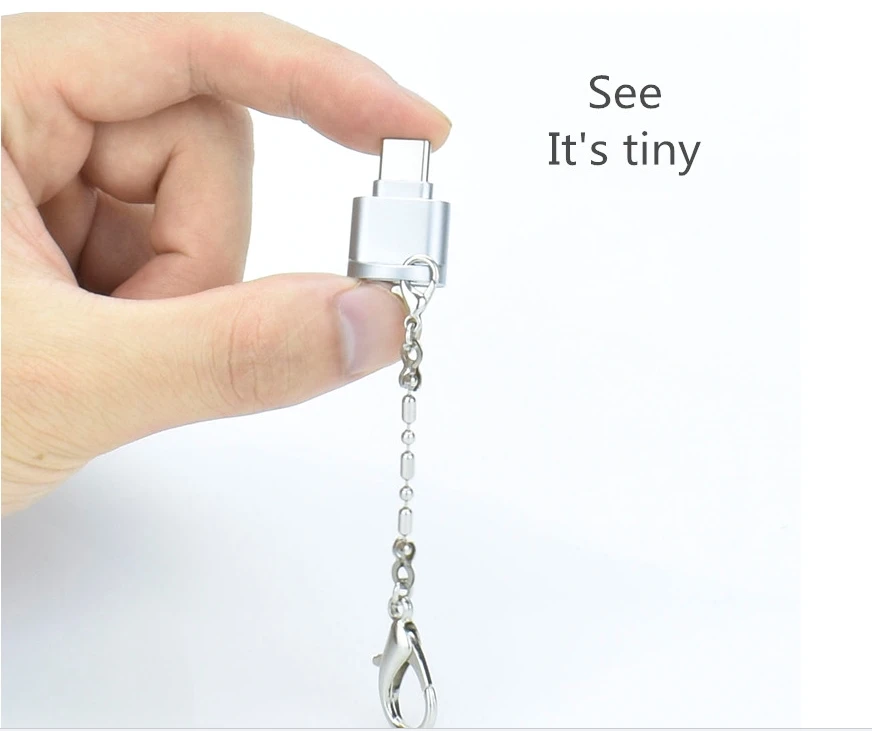 USB Type C Adapter 3 Pack, USB C to Micro USB Convert Connector micro sd TF card reader with Key chain for phone pad tablet