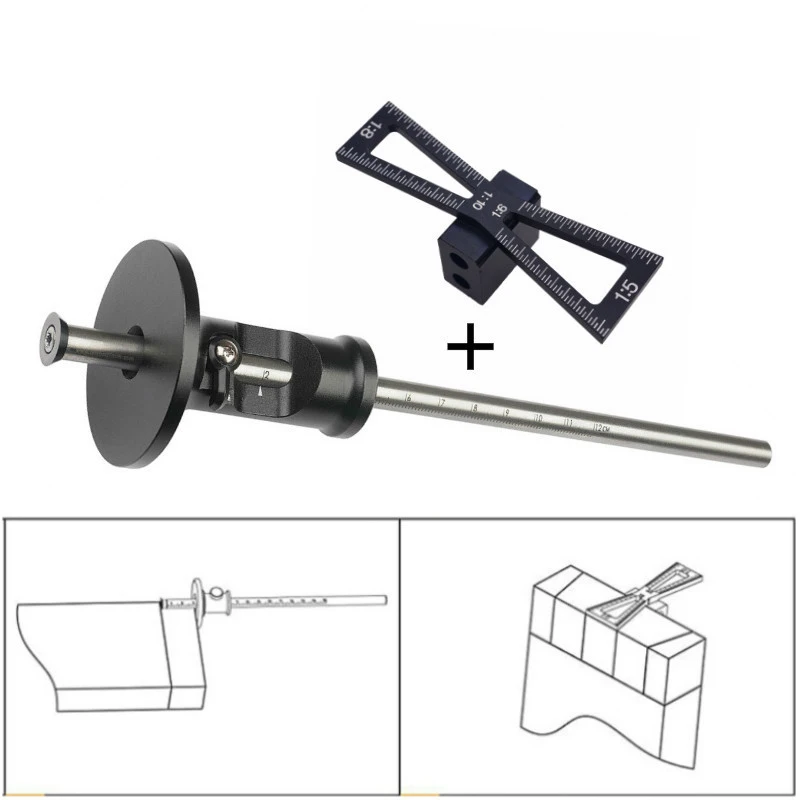 

Dovetail Jig Wheel Marking Gauge Tool Set Woodworking Scriber Aluminum Alloy Linear Drawing Mortise Measuring Ruler