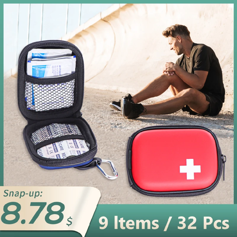 32pcs First Aid Kit Portable Multi-function Waterpoof PU Material Bag For Family Ourdoor Travel Medical Treatment