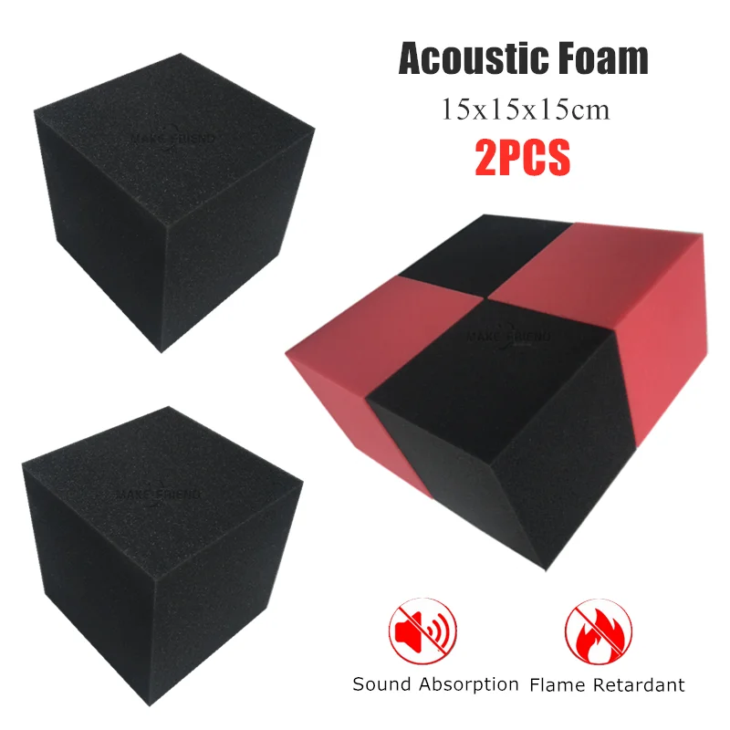 2Pcs 15x15x15cm Cube Acoustic Foam Sound Insulation Absorption
