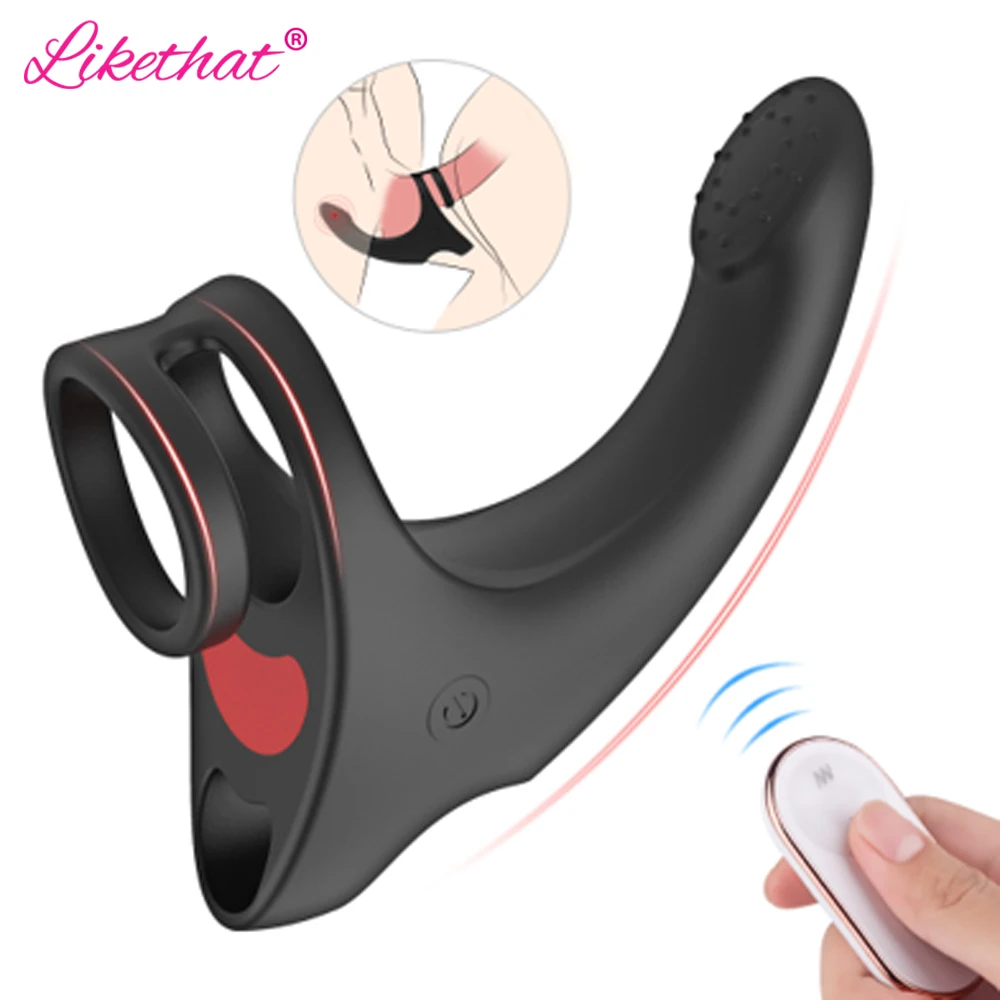 9 Modes Vibrating Penis Massager Ring Dildo Vibrator for Men Chastity Belt Remote Control Testicle Vibrator Sex Toys for Couples